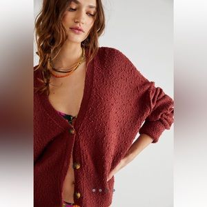 Free People FP Found My Friend Cardi/Cardigan Button-Up Sweater-Cowboy color-XS